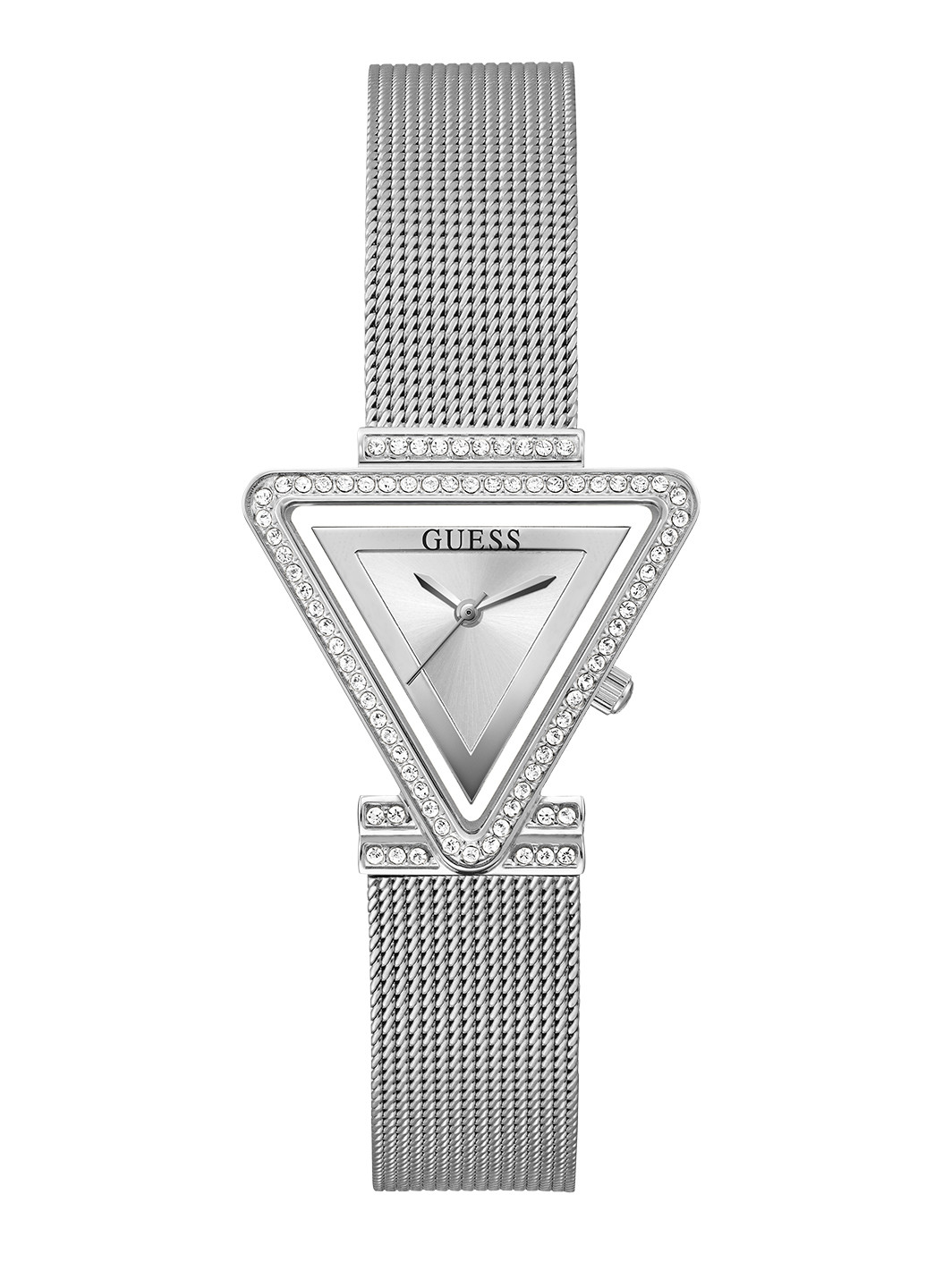GUESS GW0508L1 Silver-Tone Triangle Mesh strap Analog Watch