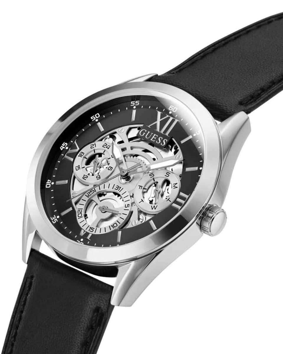 GUESS GW0389G1 Men's black leather strap Watch - Image 2