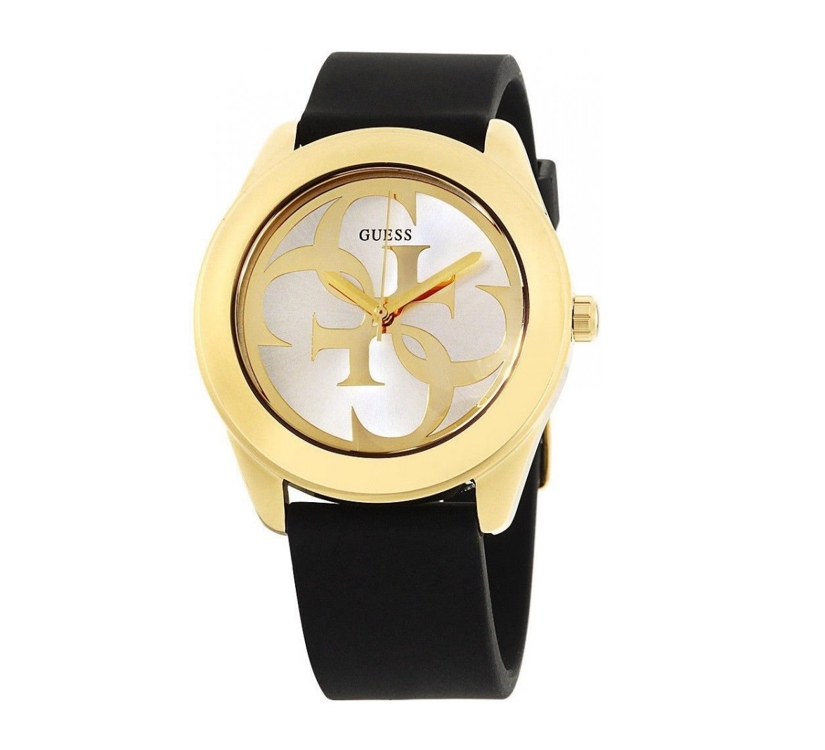 GUESS W0911L3 Womens Analogue Quartz Watch with black Silicone Strap