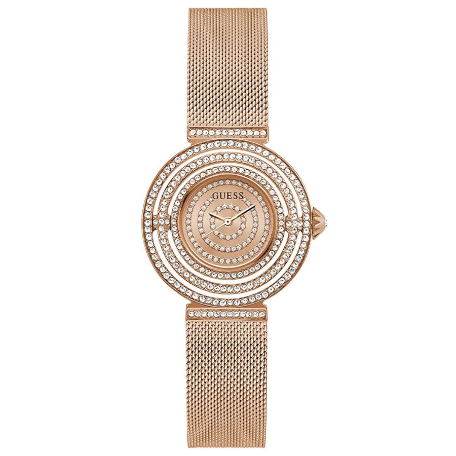 GUESS GW0550L3 Rose Gold Crystal Dial Steel Mesh Watch