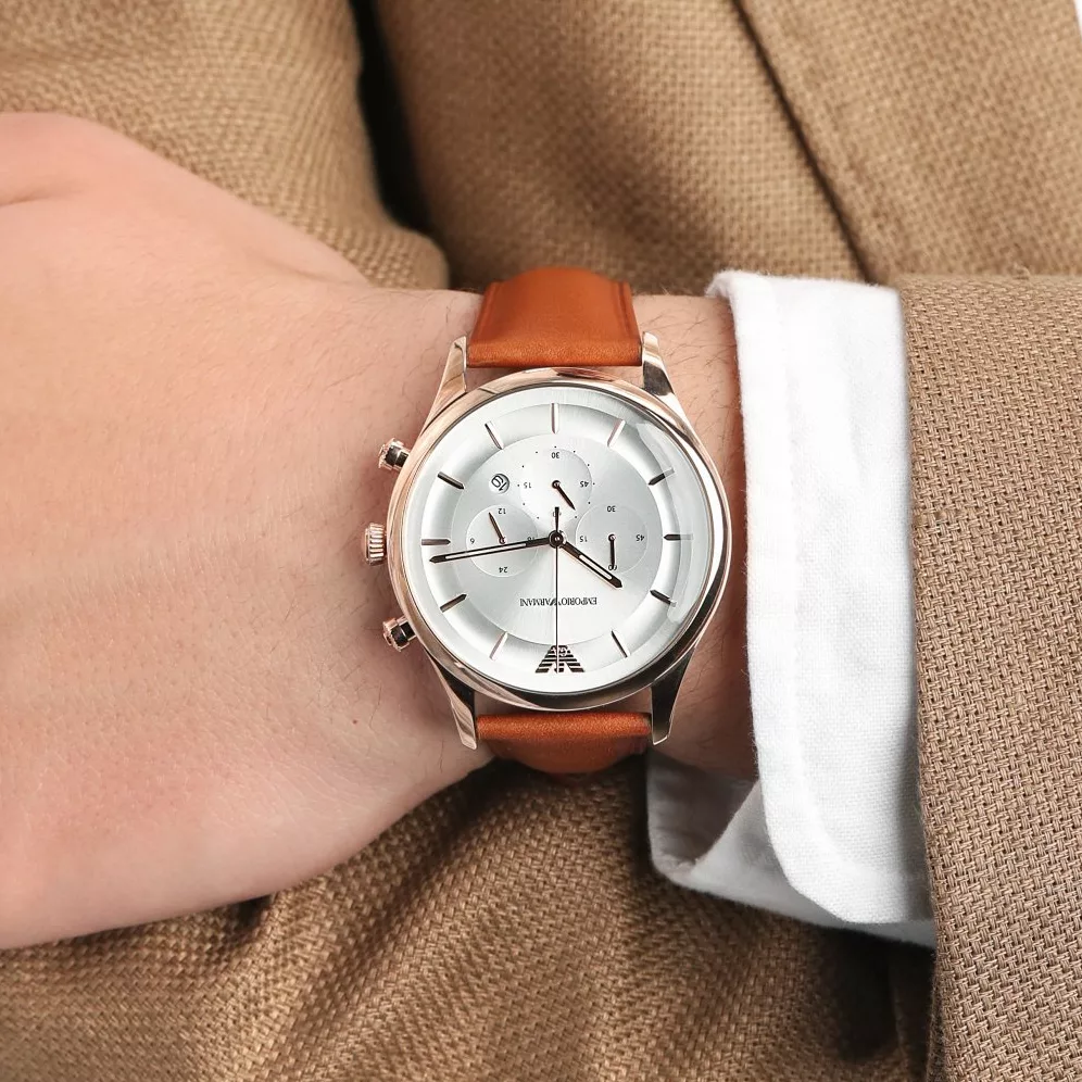 Emporio Armani AR11043 Brown Rose Gold Wristwatch for Men Emporio Armani AR11043 Brown Rose Gold Wristwatch for Men