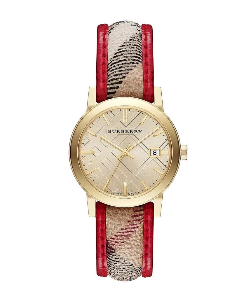 BURBERRY BU9139 Haymarket Red Gold Wristwatch for Women