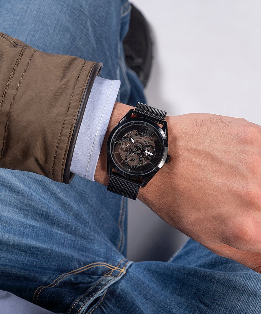 GUESS GW0368G3 Men's Black-Tone mesh bracelet Watch - Image 4