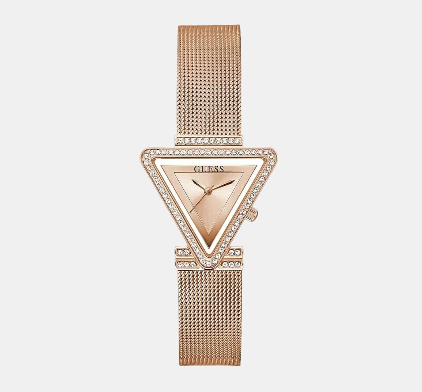 GUESS GW0508L3 Rose Gold-Tone Triangle Mesh strap Analog Watch