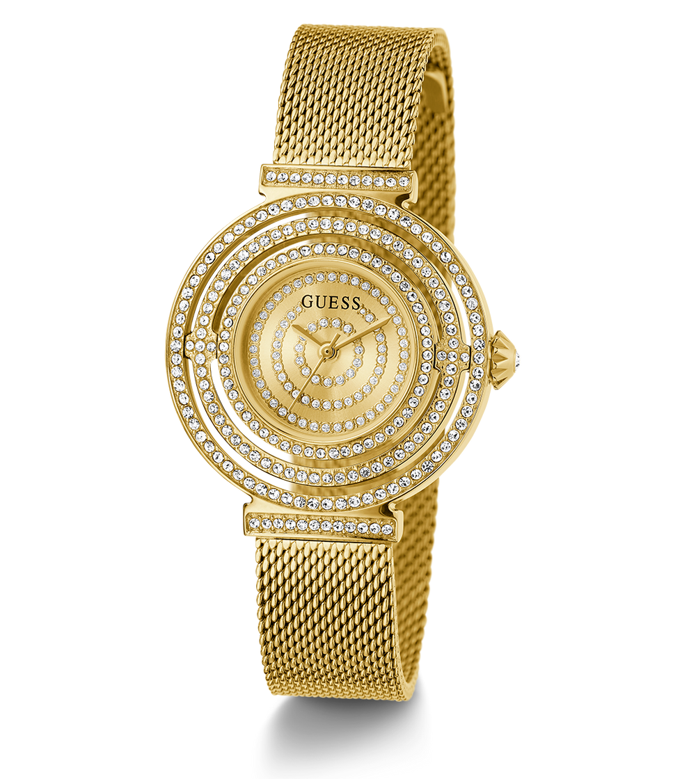 GUESS GW0550L2 Gold Crystal Dial Steel Mesh Watch