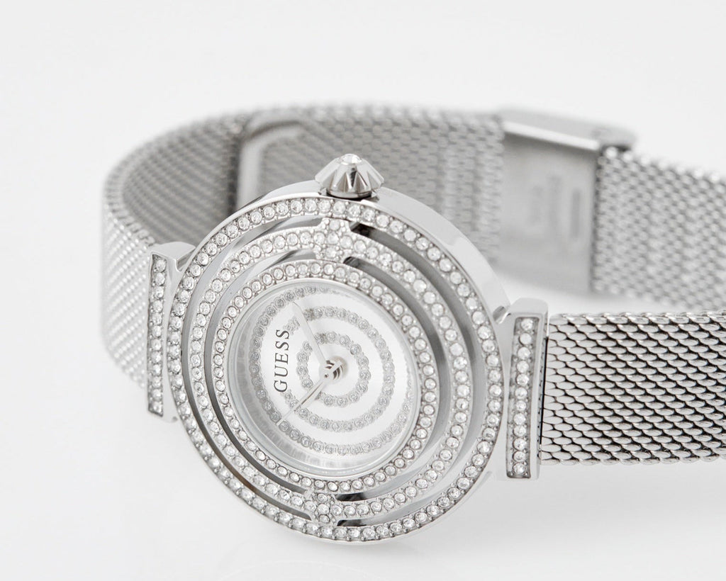 GUESS GW0550L1 Silver Crystal Dial Steel Mesh Watch - Image 3