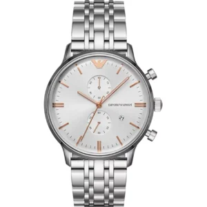 Emporio Armani AR1933 Silver Rose Gold Accents Chronograph