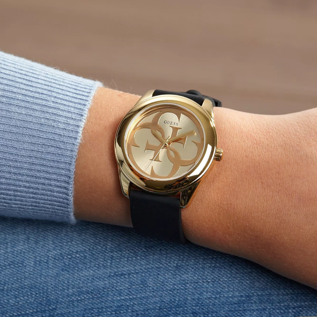 GUESS W0911L3 Womens Analogue Quartz Watch with black Silicone Strap - Image 2