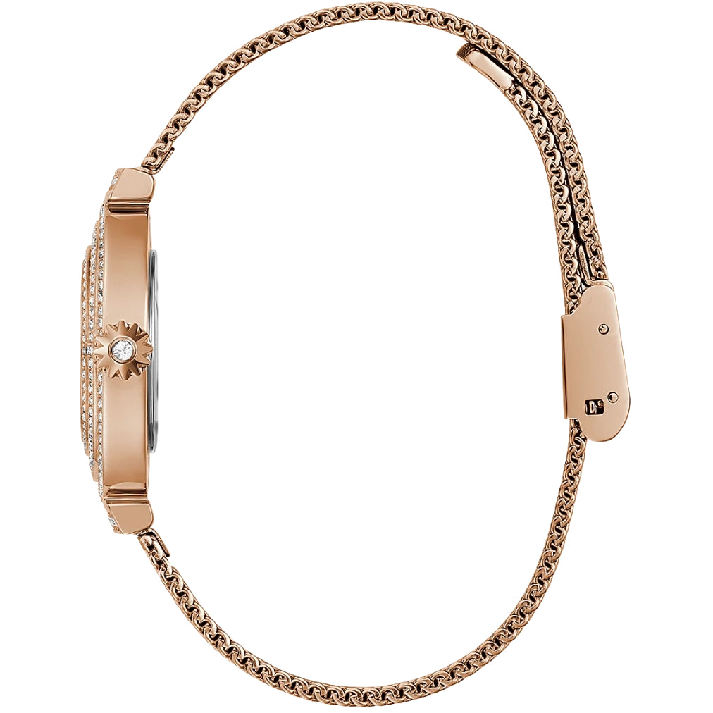 GUESS GW0550L3 Rose Gold Crystal Dial Steel Mesh Watch - Image 3