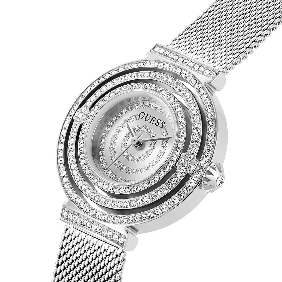 GUESS GW0550L1 Silver Crystal Dial Steel Mesh Watch - Image 2