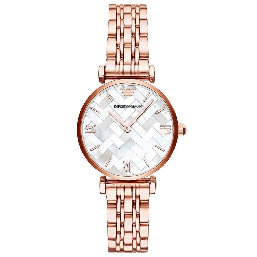 Emporio Armani AR11110 Pearly Rose Gold Wristwatch for Women Emporio Armani AR11110 Pearly Rose Gold Wristwatch for Women