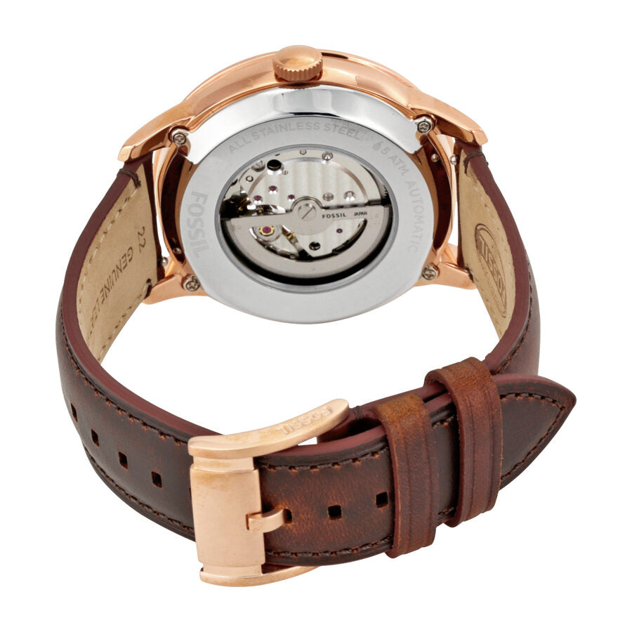 Fossil ME3105 Townsman Automatic Brown Leather strap white dial Watch - Image 3