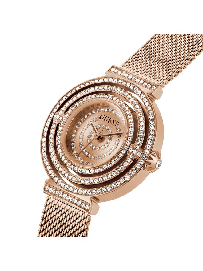 GUESS GW0550L3 Rose Gold Crystal Dial Steel Mesh Watch - Image 4