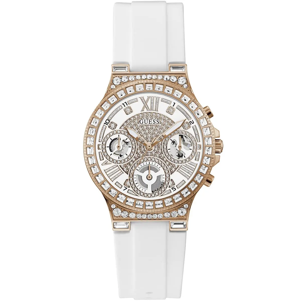 GUESS GW0368G3 Moonlight Women's Rose gold Watch with white strap