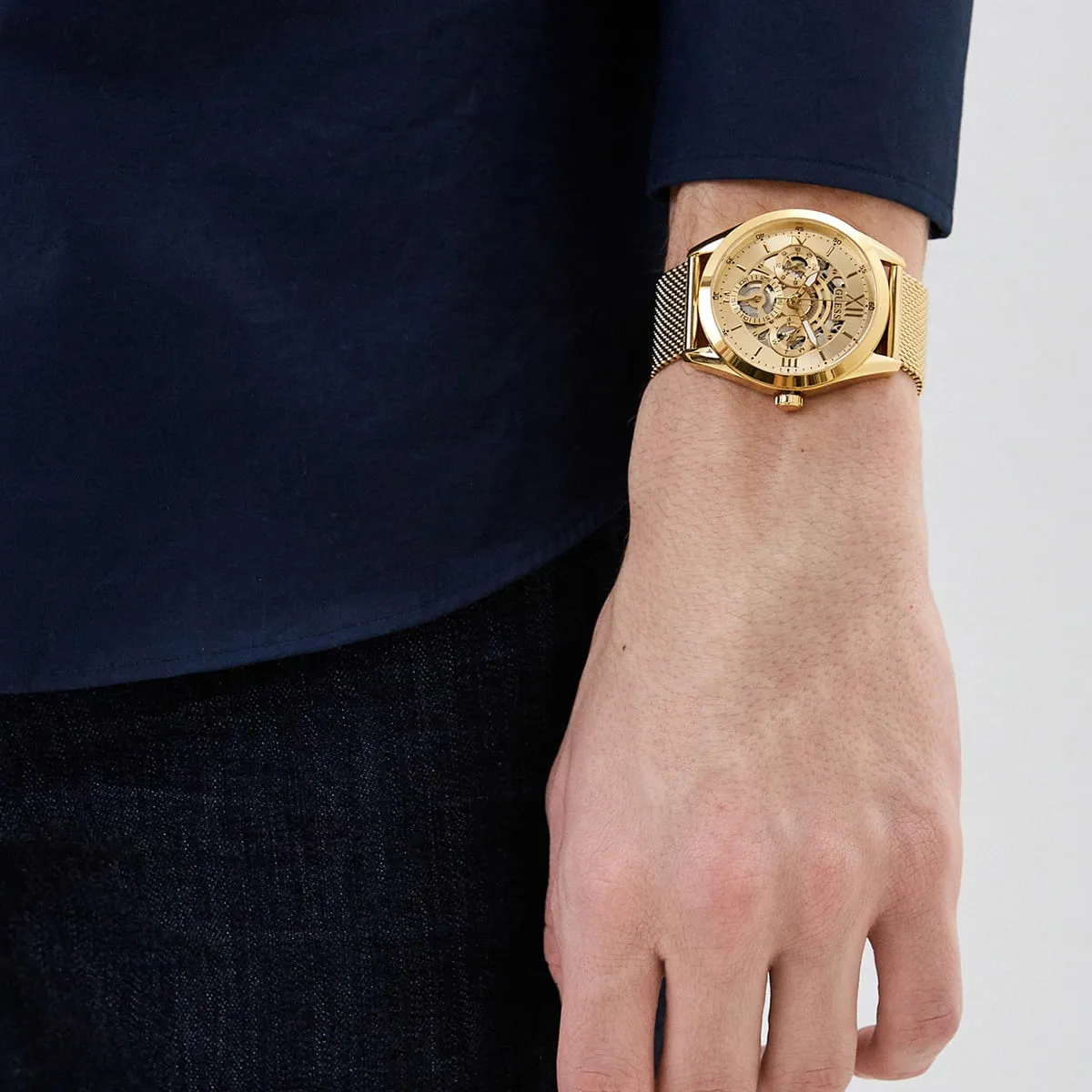 GUESS GW0368G2 Men's Gold-Tone mesh bracelet Watch - Image 2