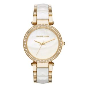 Michael Kors MK6400 Gold White Acrylic Wristwatch for Women