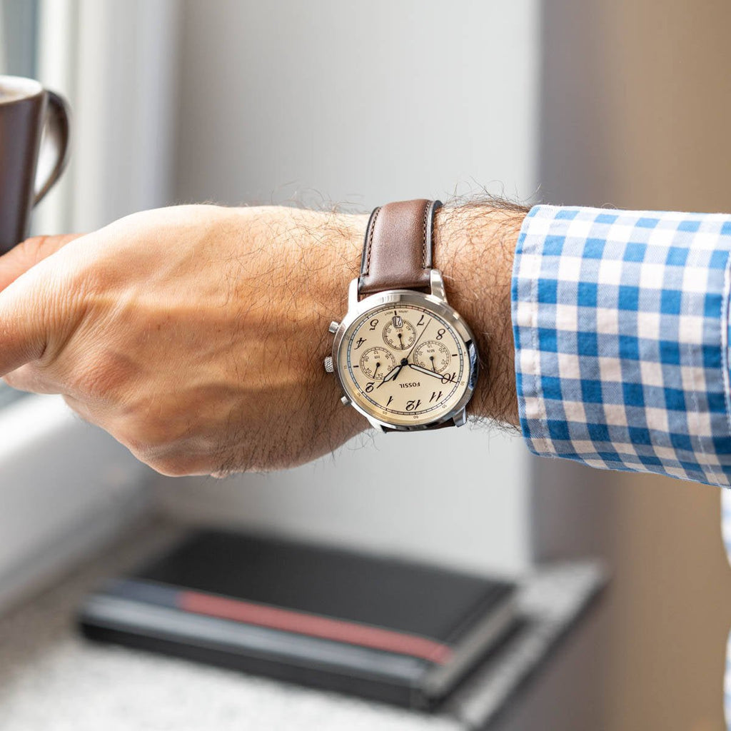 Fossil FS6022 Neutra Quartz Chronograph Movement with Leather Strap Watch - Image 2