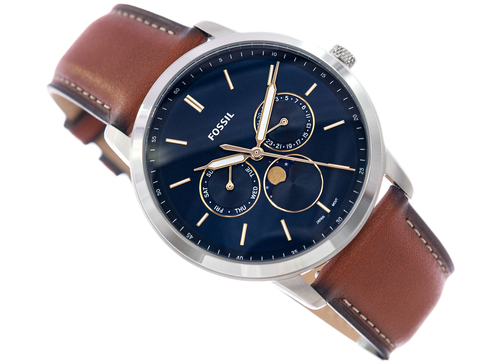 Fossil FS5903 Neutra Moonphase Multifunction Brown Leather Watch - Image 3